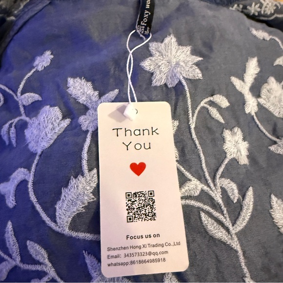 NWT Foxy Women Blue Jacket with White Embroidery Sz L - Picture 7 of 7